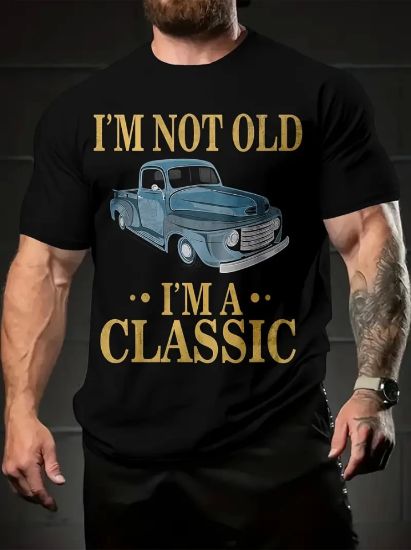 Baskılı Oversize Bisiklet Yaka T-shirt - Siyah resmi